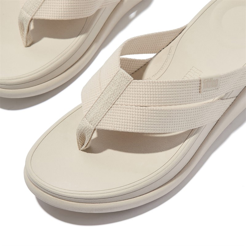 FitFlop Womens F-Mode Go Webbing Flatform Flip Flops Paris Beige