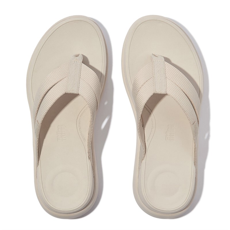 FitFlop Womens F-Mode Go Webbing Flatform Flip Flops Paris Beige