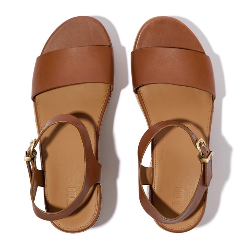 FitFlop Womens Platform Heeled Ankle Strap Sandals Deep Tan