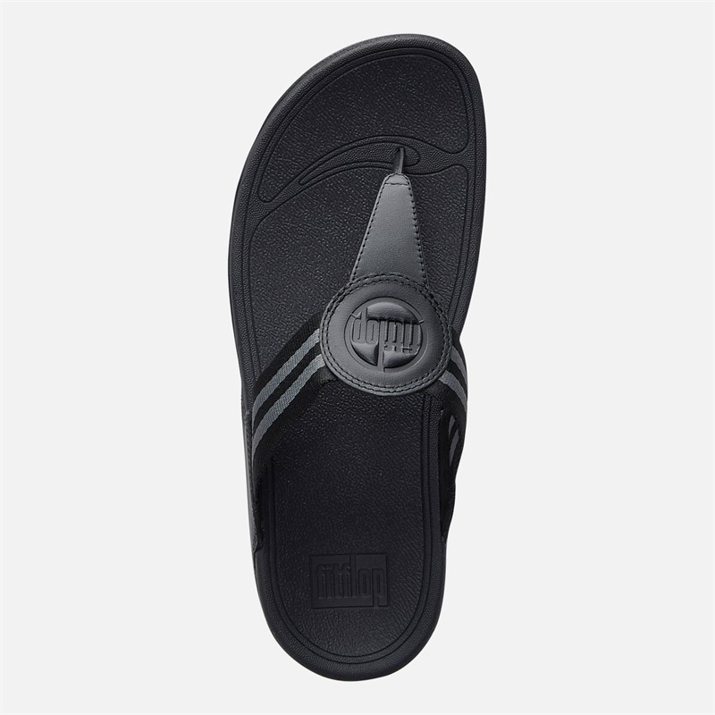 FitFlop Womens Walkstar Wide Fit Webbing Flip Flops All Black