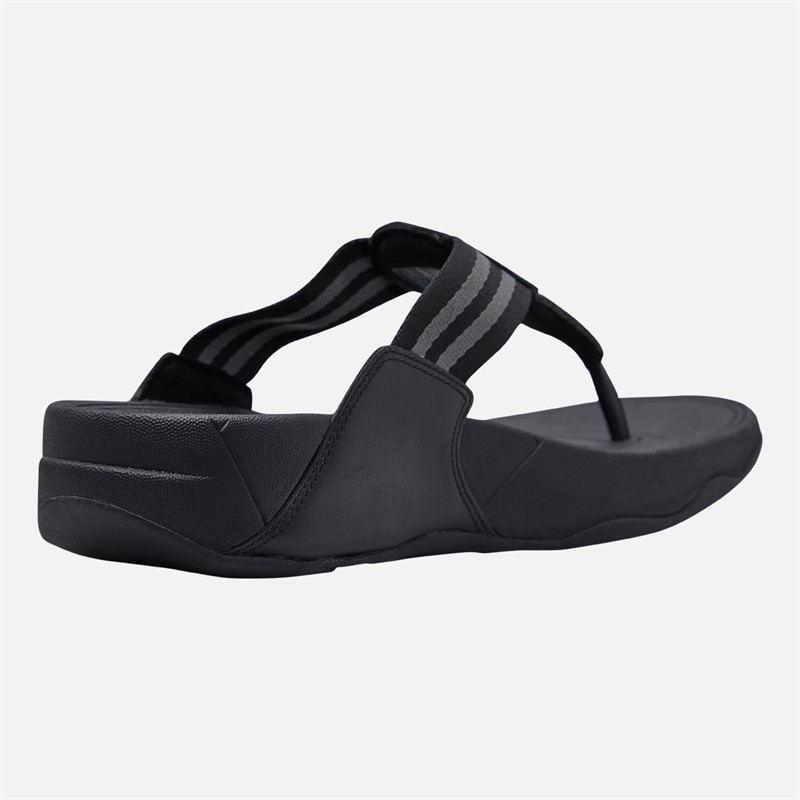 FitFlop Womens Walkstar Wide Fit Webbing Flip Flops All Black