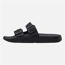 FitFlop Womens Iqushion Twin Bar Buckled Sliders All Black