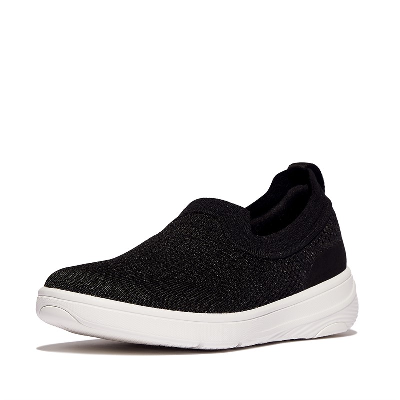 FitFlop Womens Super-q Knit Slip On Trainers Black