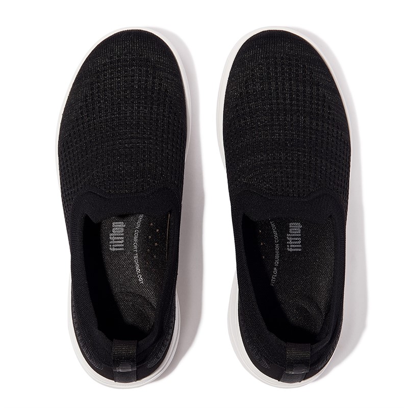 FitFlop Womens Super-q Knit Slip On Trainers Black