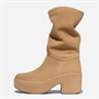 FitFlop Womens Platform Slouch Suede Heeled Boots Desert Tan