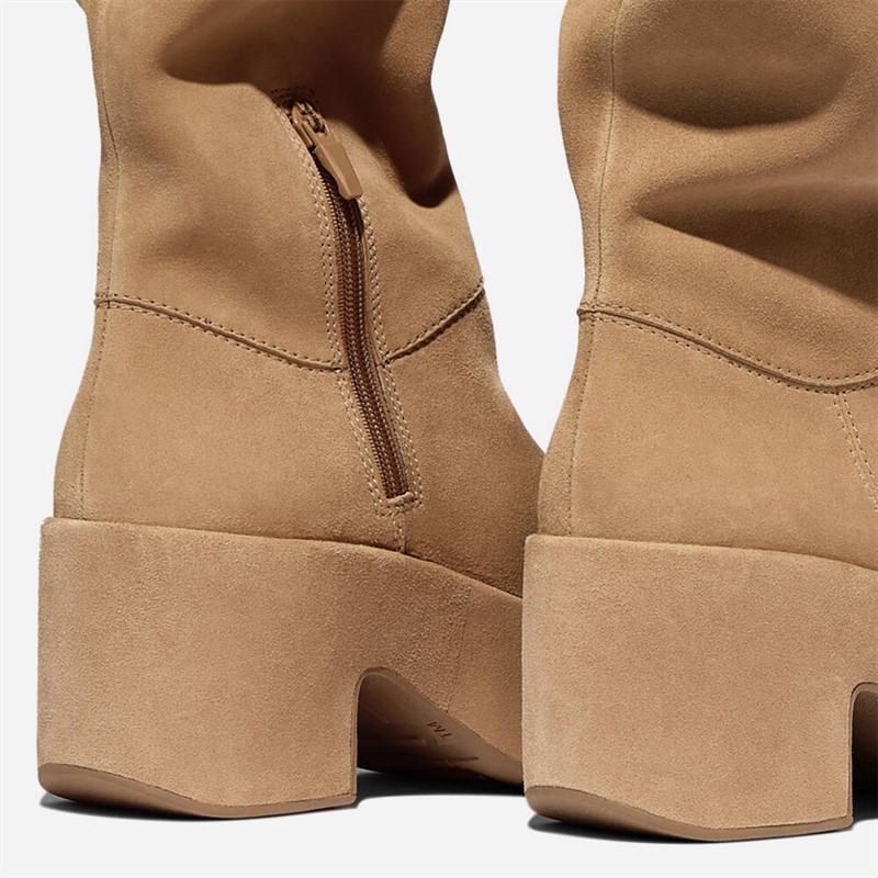 FitFlop Womens Platform Slouch Suede Heeled Boots Desert Tan