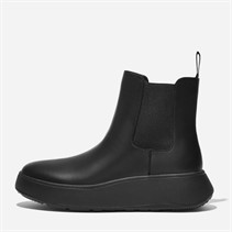 FitFlop Womens Leather Flatform Chelsea Boots All Black