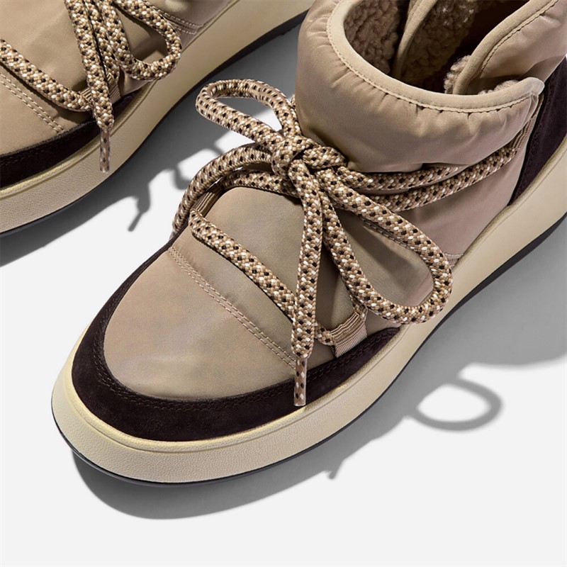 FitFlop Womens F-Mode Biofleece Mesh Flatform Booties Taupe