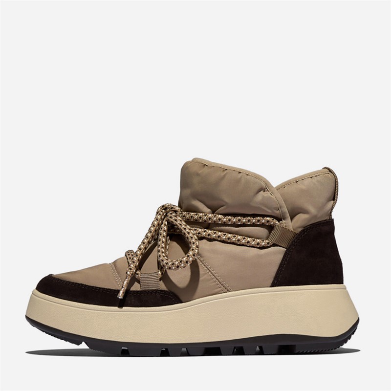 FitFlop Womens F-Mode Biofleece Mesh Flatform Booties Taupe