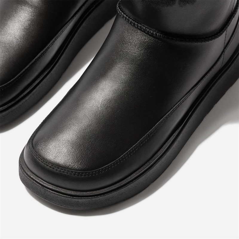 FitFlop Womens Gen-FF Ultra-Mini Shearling Lined Leather Boots All Black