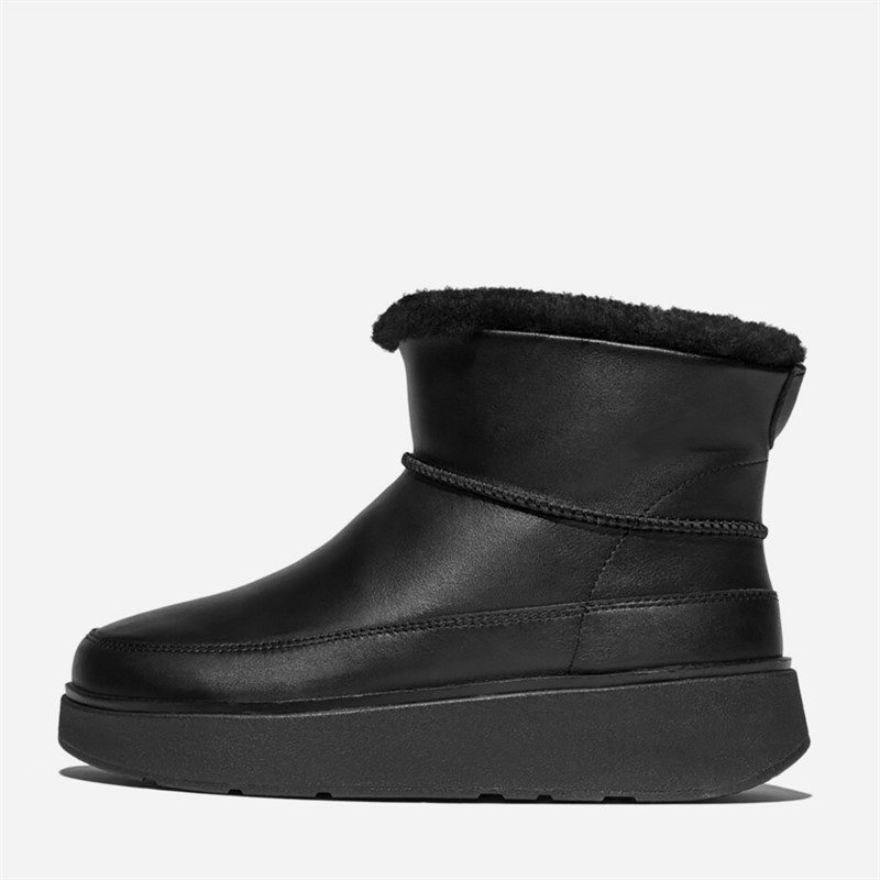 FitFlop Womens Gen-FF Ultra-Mini Shearling Lined Leather Boots All Black