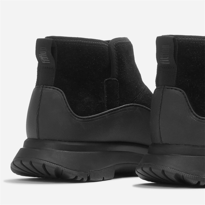 FitFlop Womens Neo D Hyker Warm Suede Pull On Outdoor Mini Boots All Black