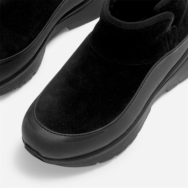 FitFlop Womens Neo D Hyker Warm Suede Pull On Outdoor Mini Boots All Black