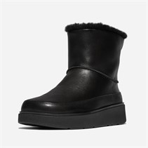 FitFlop Womens Gen-FF Mini Shearling Lined Leather Boots All Black