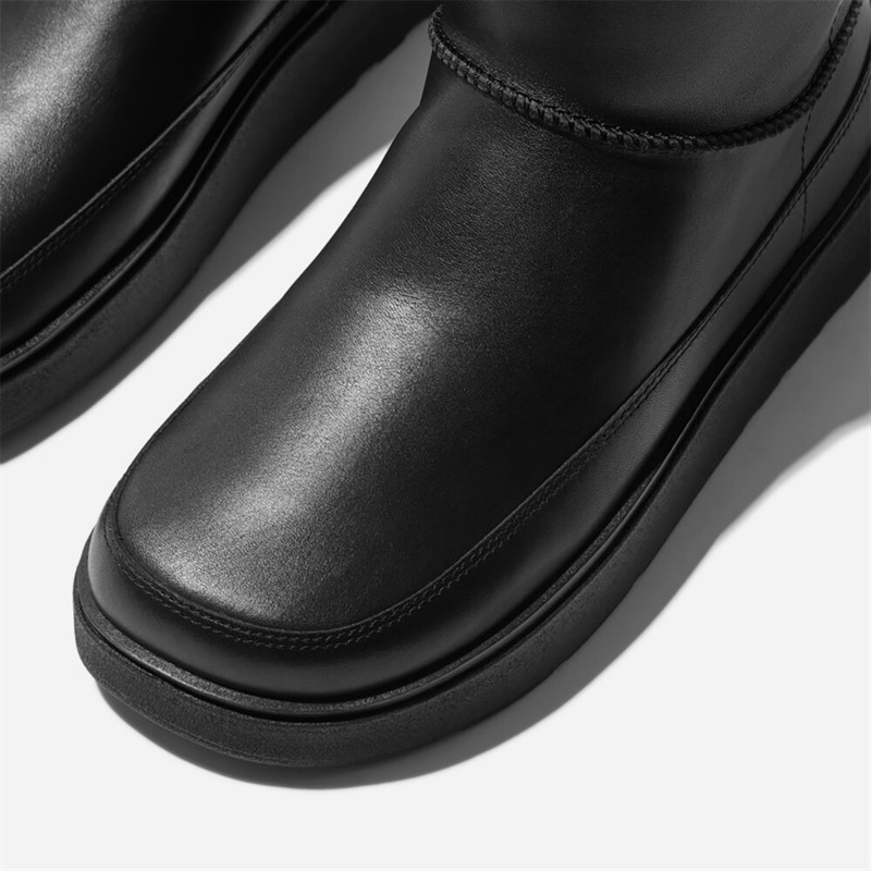 FitFlop Womens Gen-FF Mini Shearling Lined Leather Boots All Black