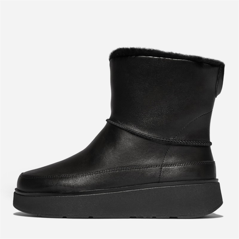 FitFlop Womens Gen-FF Mini Shearling Lined Leather Boots All Black