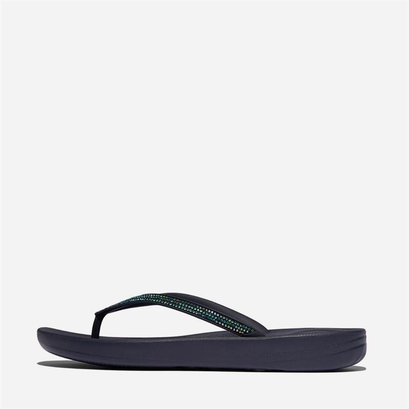 FitFlop Womens Iqushion Sparkle Flip Flops Midnight Navy