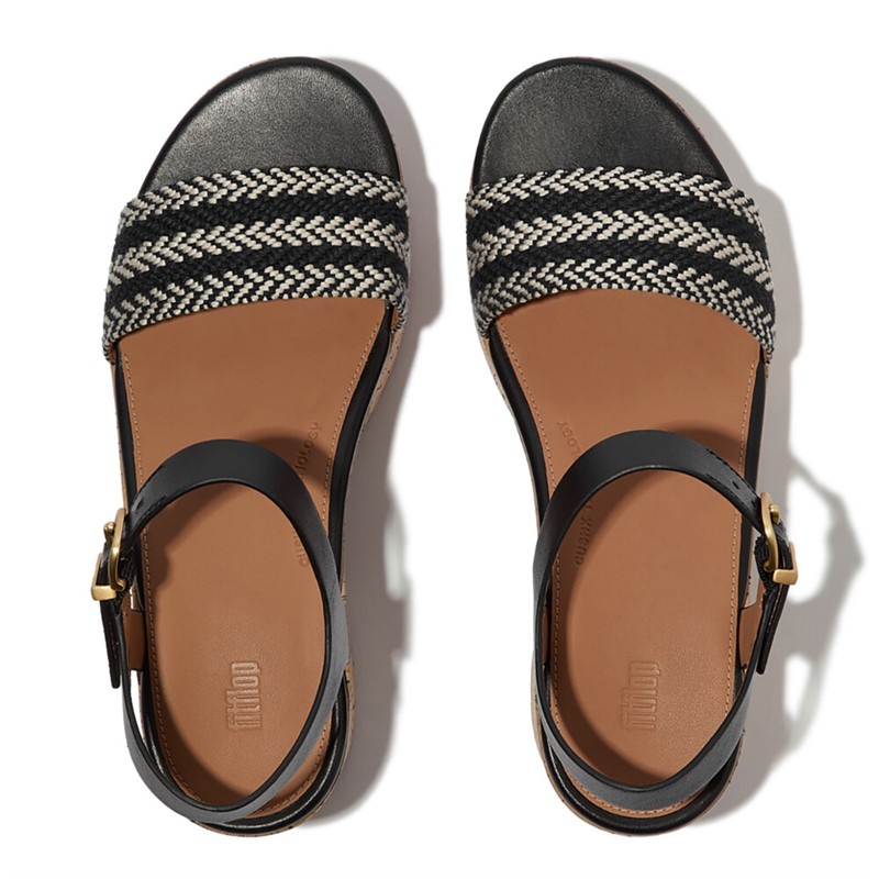 FitFlop Womens Ankle Strap Platftorm Sandals Black