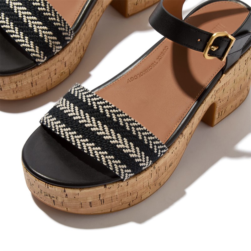 FitFlop Womens Ankle Strap Platftorm Sandals Black