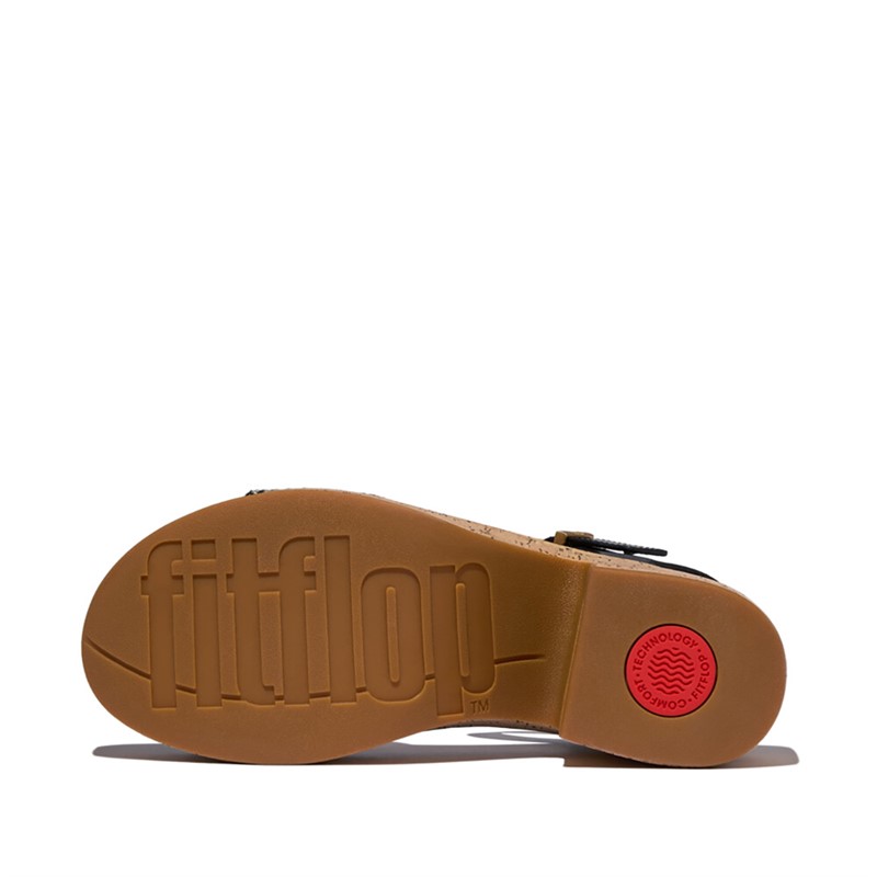 FitFlop Womens Ankle Strap Platftorm Sandals Black