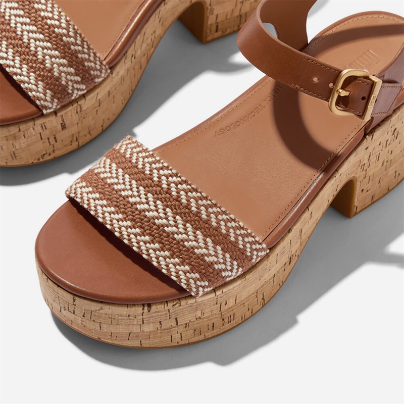 FitFlop Womens Ankle Strap Platftorm Sandals Deep Tan