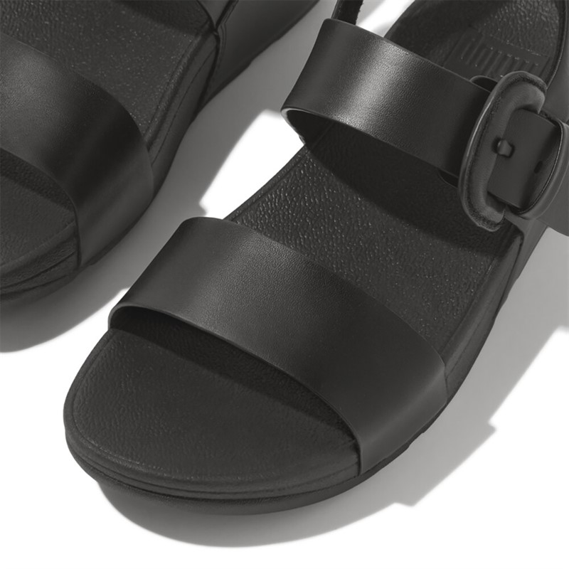 FitFlop Womens Lulu Leather Back Strap Sandals Black