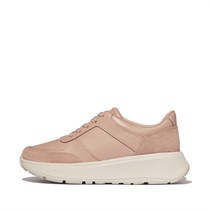 FitFlop Womens F-Mode Leather Suede Mix Flatform Trainers Classic Beige