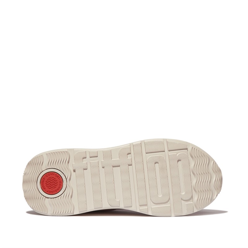 FitFlop Womens F-Mode Leather Suede Mix Flatform Trainers Classic Beige