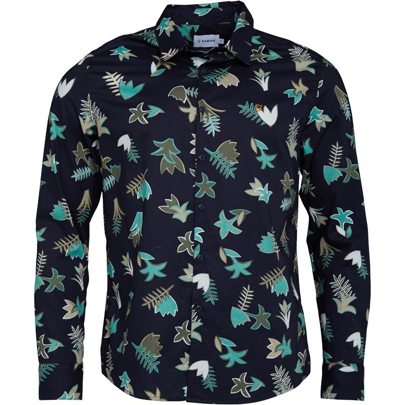 Buy Farah Vintage Mens Wave Long Sleeve Shirt True Navy