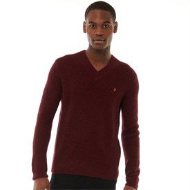 Farah Vintage Heren Shawn Gebreide Top Met V Hals Gemeleerd Bordeauxrood farah vintage kopen in de aanbieding Farah Vintage Heren Shawn Gebreide Top Met V Hals Gemeleerd Bordeauxrood farah vintage kopen in de aanbieding