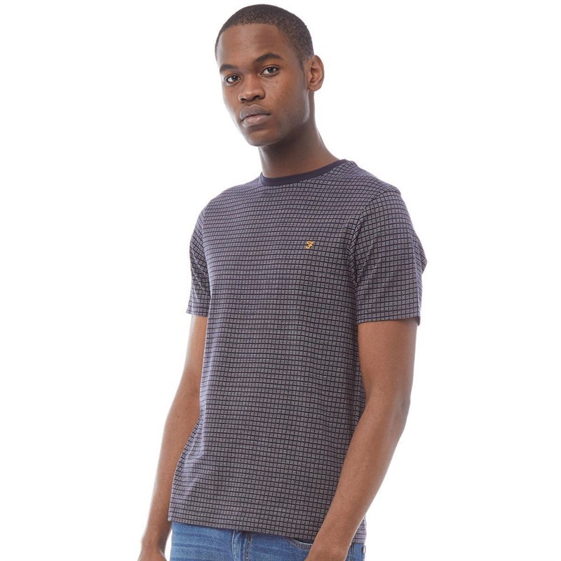 Buy Farah Vintage Mens Brundon Jacquard TShirt True Navy