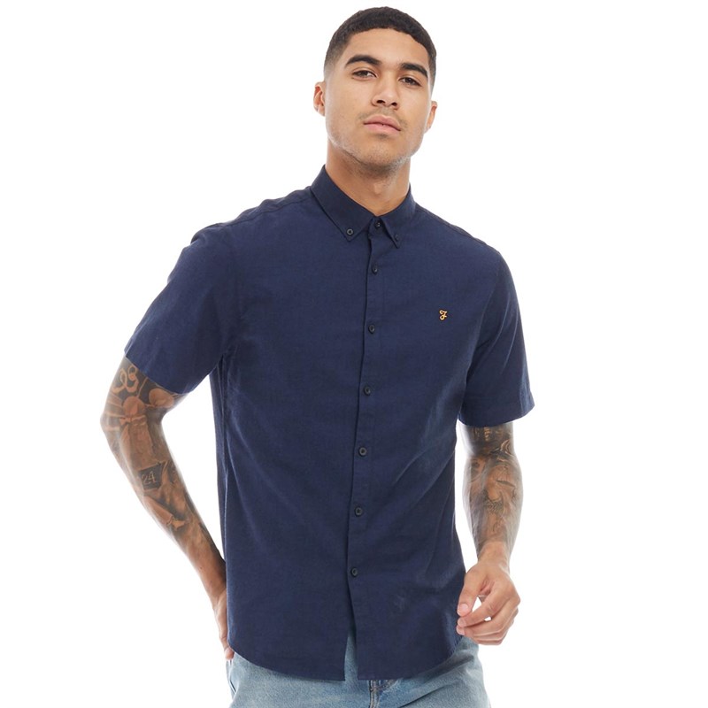 Buy Farah Vintage Mens Steen Button Down Collar Slim Fit Short Sleeve