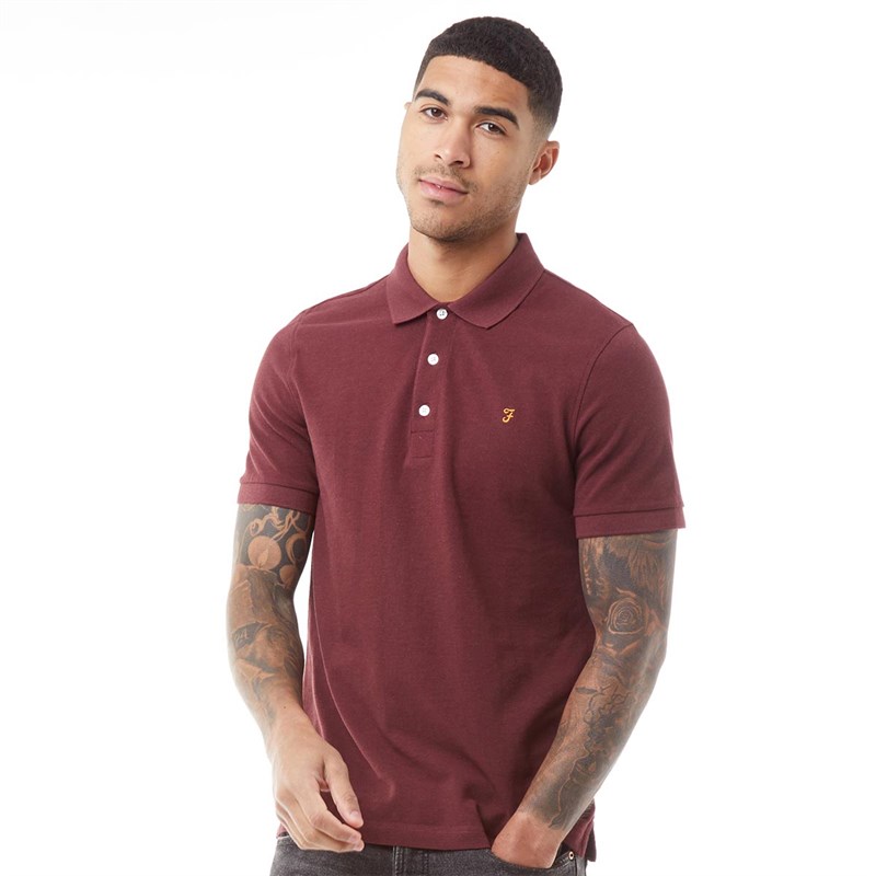 Buy Farah Vintage Mens Blanes Short Sleeve Polo Farah Red Marl