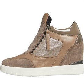 Buy GEOX Womens Maurica Wedge Trainers Dark Taupe