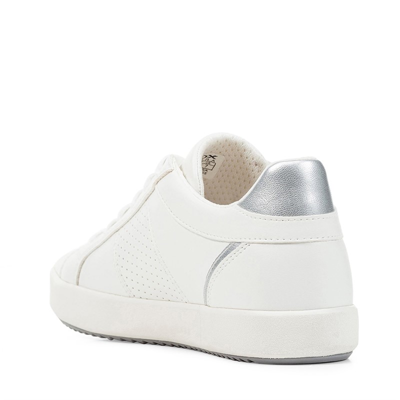 GEOX Womens Blomiee Side Zip Trainers White/Silver