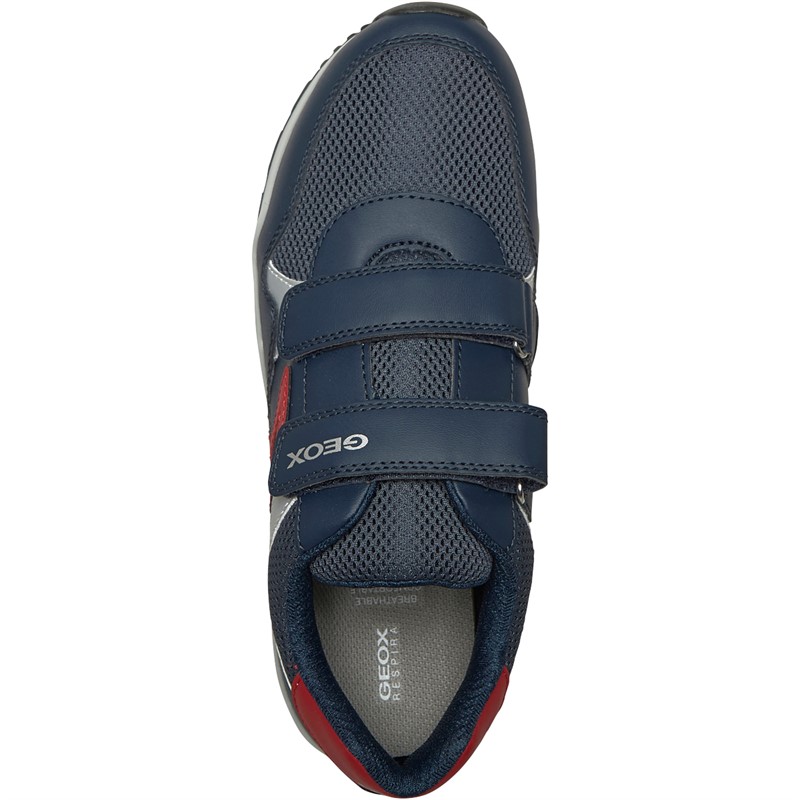 GEOX Junior Boys Pavel Double Strap Trainers Navy/Red