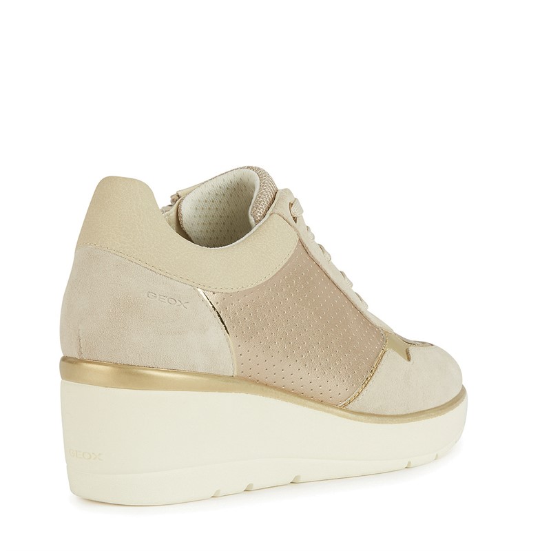 GEOX Baskets Compensées Femme Champagne/Sable Clair