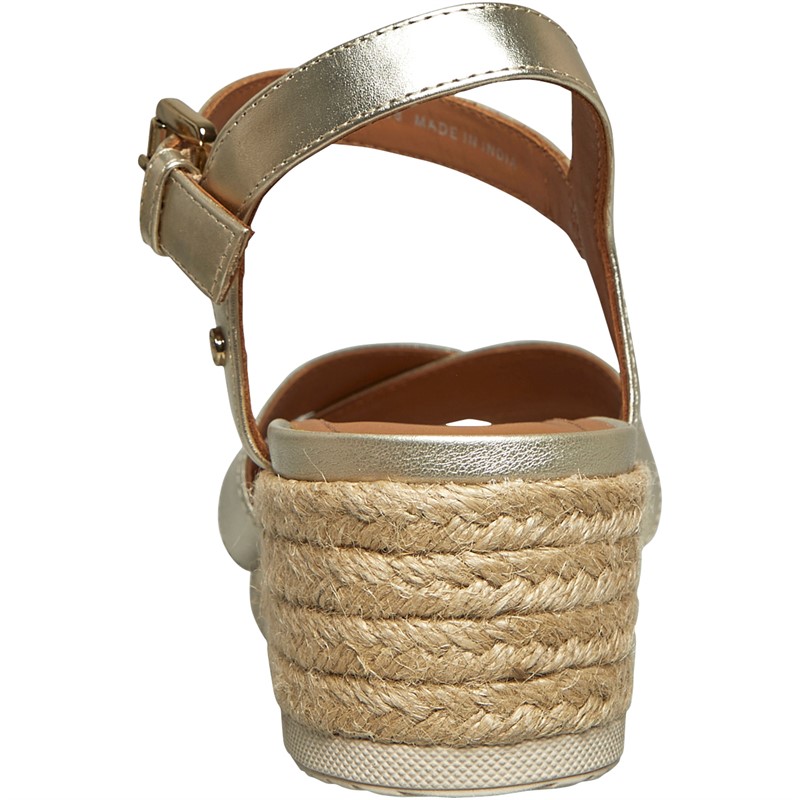 GEOX Womens Ischia Corda Wedge Sandals Light Gold