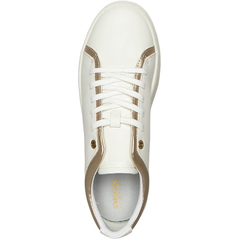 GEOX Womens Skyely Trainers Optic White/Light Gold