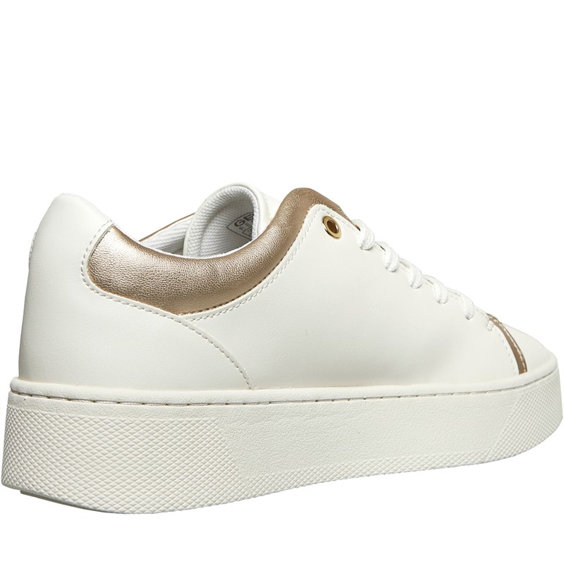 GEOX Womens Skyely Trainers Optic White/Light Gold