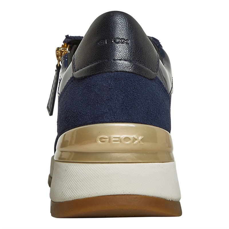 GEOX Womens Desya Side Zip Trainers Navy