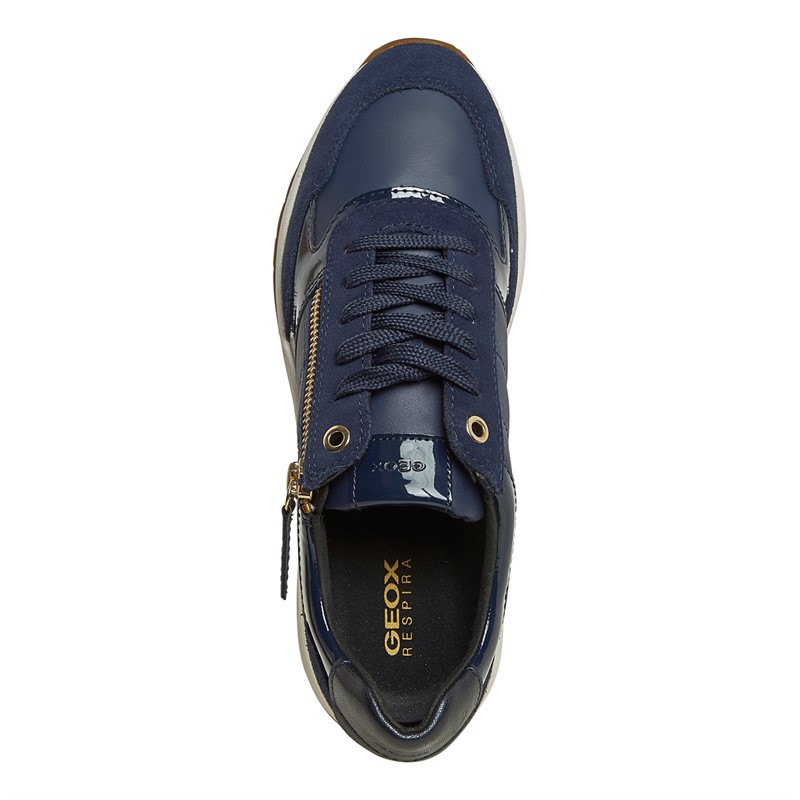 GEOX Womens Desya Side Zip Trainers Navy