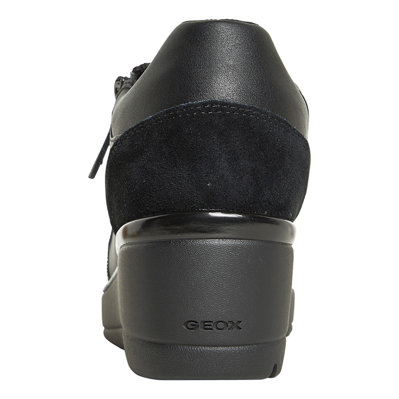 GEOX Womens Idle Wedge Side Zip Trainers Black