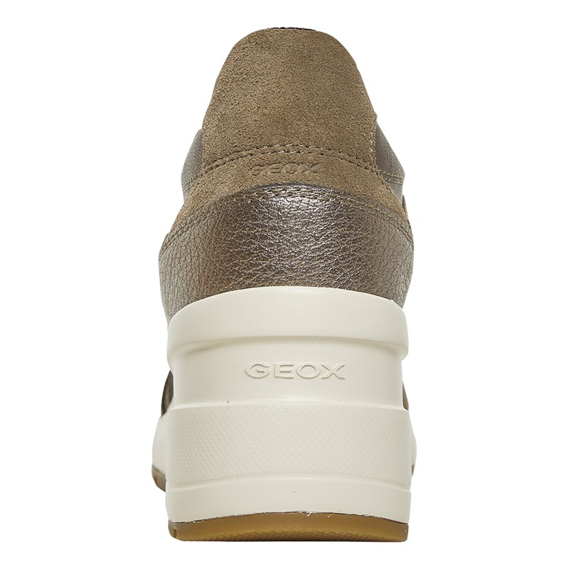 GEOX Womens Zosma Wedge Trainers Taupe