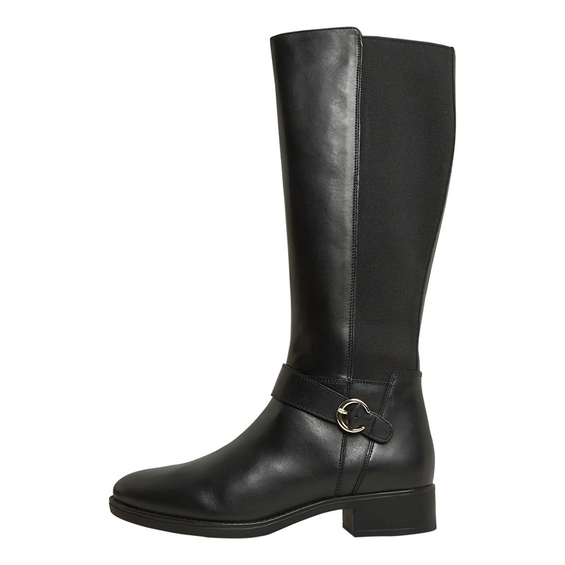 GEOX Damen Elastische Kniestiefel Schwarz