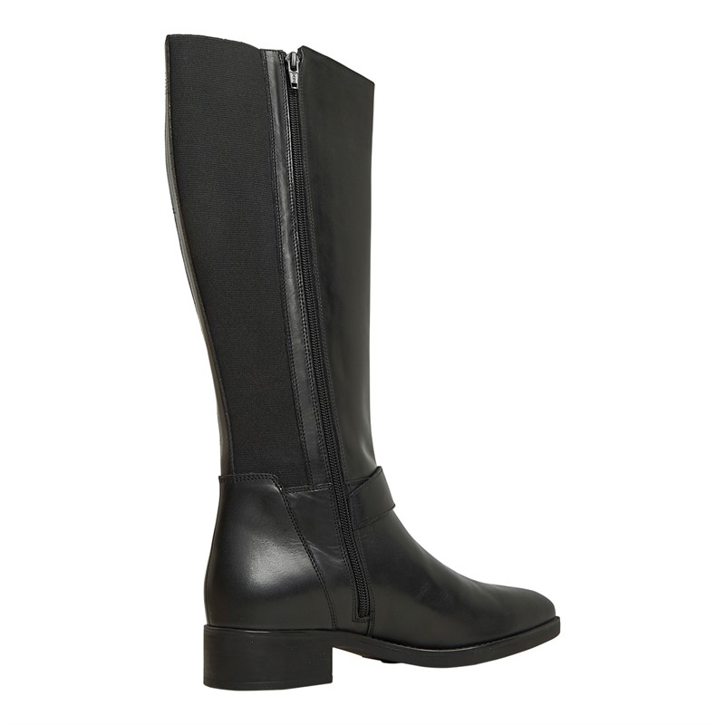 GEOX Damen Elastische Kniestiefel Schwarz