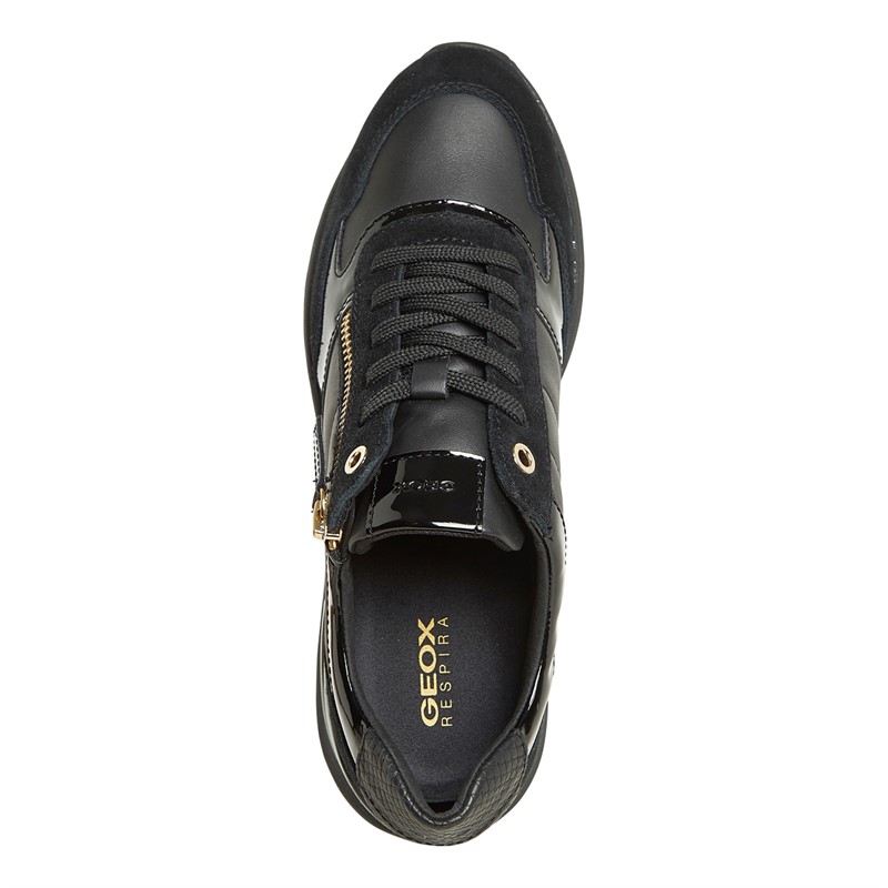 GEOX Womens Desya Side Zip Trainers Black