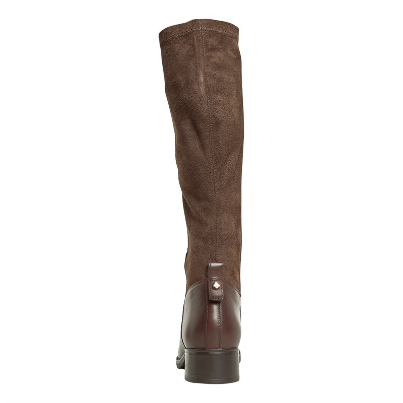 GEOX Womens Felicity Knee High Stretch Boots Coffee