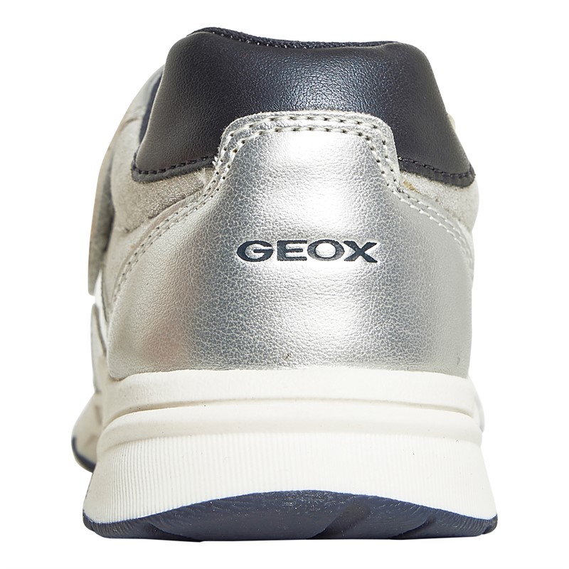 GEOX Girls Infant Pyrip Velcro Trainers Silver/Navy