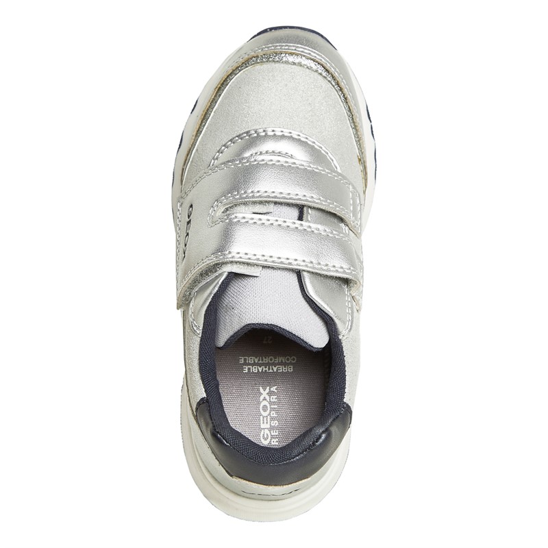 GEOX Girls Infant Pyrip Velcro Trainers Silver/Navy